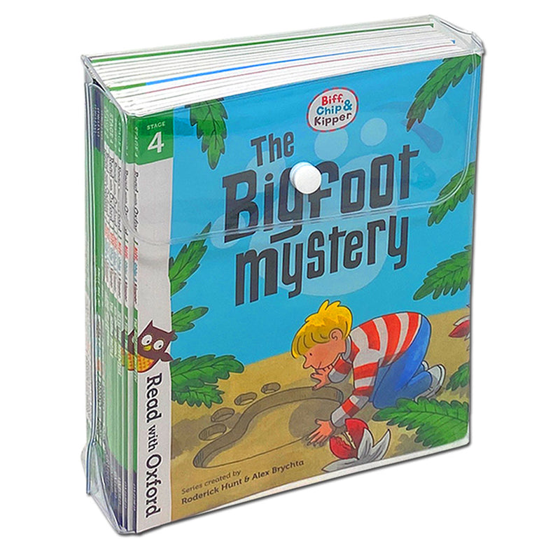 Set of 16 Biff, Chip, and Kipper Stage 4 Read with Oxford books by Roderick Hunt, featuring colorful children's book covers.