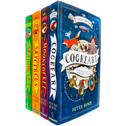 Four paperback Cogheart Adventures books by Peter Bunzl in a collection set, featuring engaging fiction stories for young readers.
