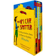 Collection of five Atinuke The No. 1 Car Spotter Series 6 books, featuring colorful covers with cars, firebirds, and school scenes.