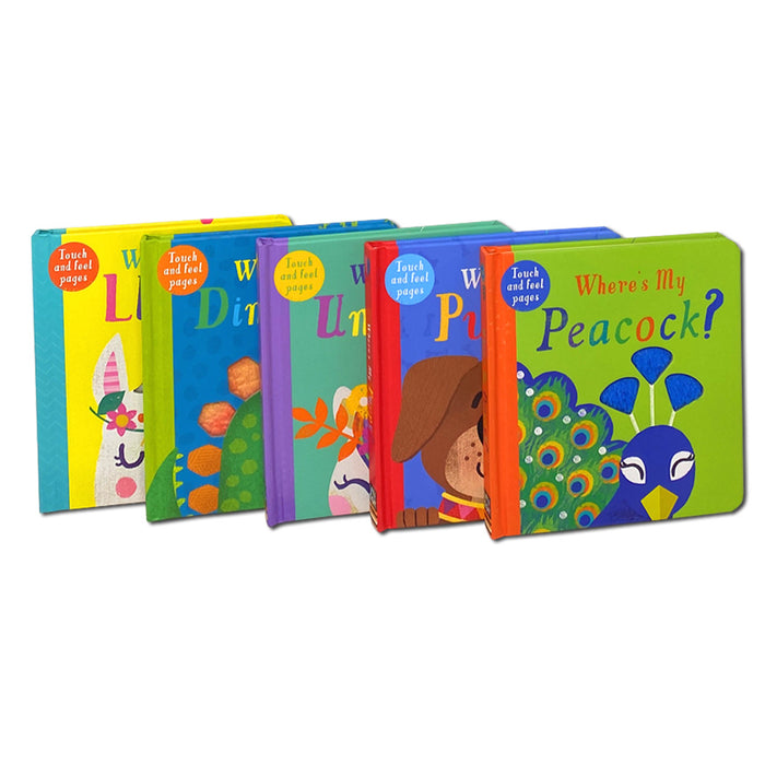 Where's My...? Touchy-Feely Collection 5 Books Collection Box Set (Peacock, Puppy, Unicorn, Dinosaur & Llama) - The Book Bundle