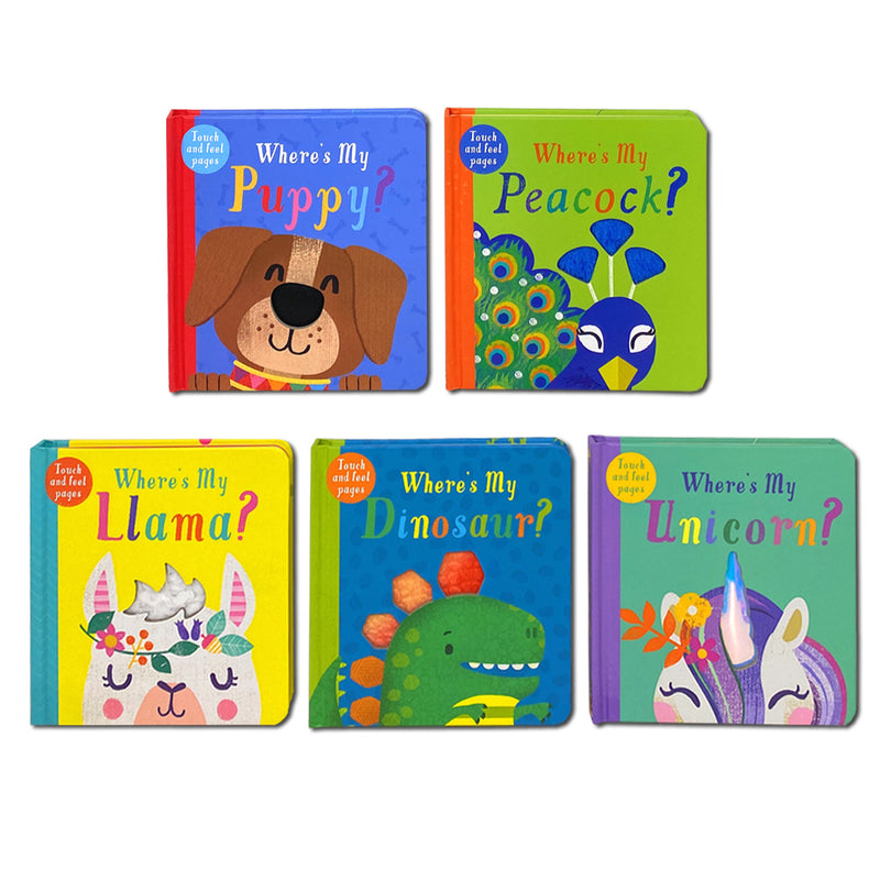 Where's My...? Touchy-Feely Collection 5 Books Collection Box Set (Peacock, Puppy, Unicorn, Dinosaur & Llama) - The Book Bundle