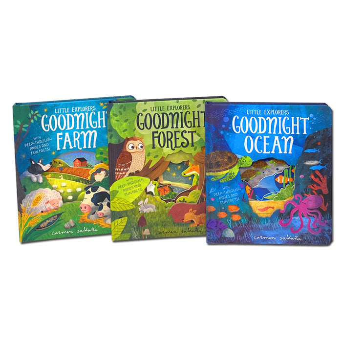Peep Inside Goodnight World Little Explorers Series 3 Books Collection Box Set By Little Tiger (Goodnight Farm, Goodnight Forest & Goodnight Ocean) - The Book Bundle
