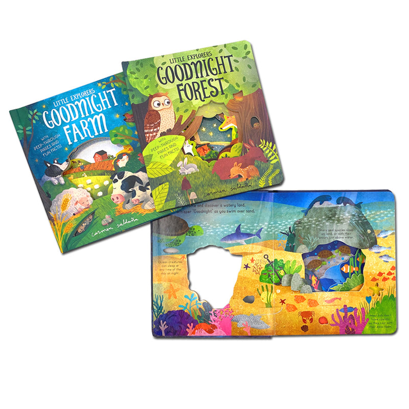 Peep Inside Goodnight World Little Explorers Series 3 Books Collection Box Set By Little Tiger (Goodnight Farm, Goodnight Forest & Goodnight Ocean) - The Book Bundle