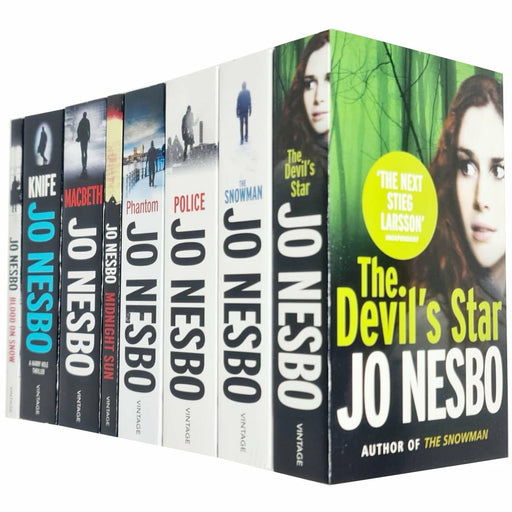 Jo Nesbo 8 Books Collection Set (The Devil's Star, The Snowman, Police, Phantom, Midnight Sun, Macbeth, Knife, Blood On Snow) - The Book Bundle
