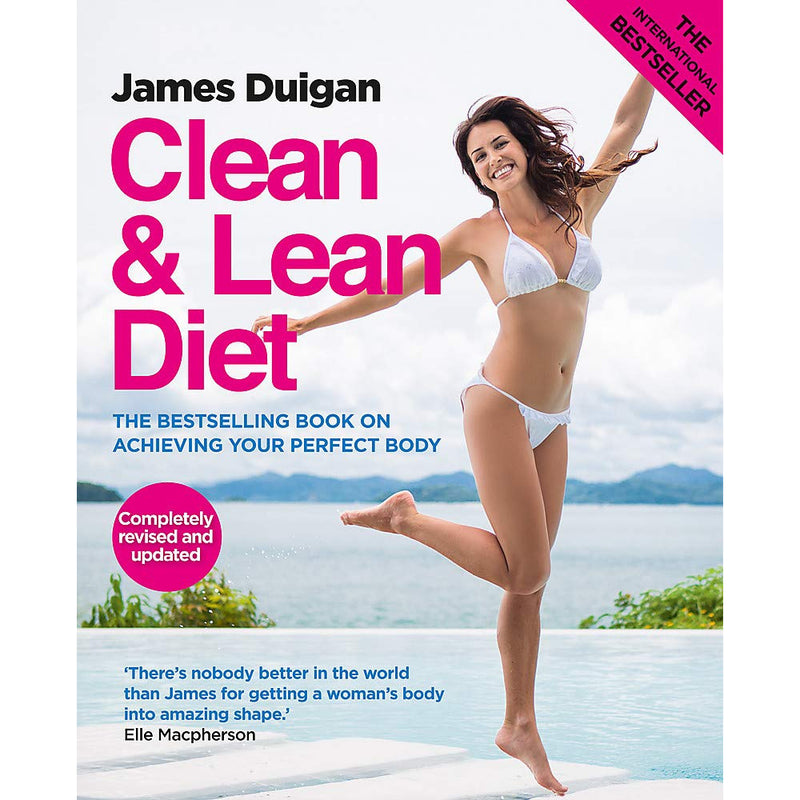 Two paperback books from the Clean & Lean Diet collection by James Duigan, featuring diet tips and healthy recipes.