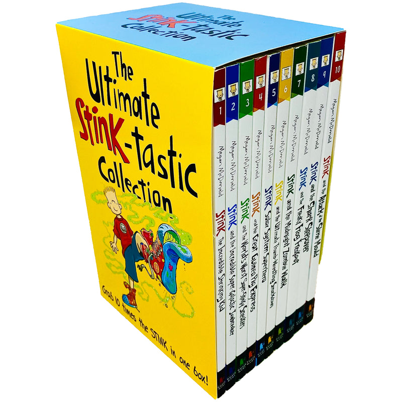 A box set of 10 children's books by Megan McDonald, published by Candlewick Press, arranged with colorful covers visible.