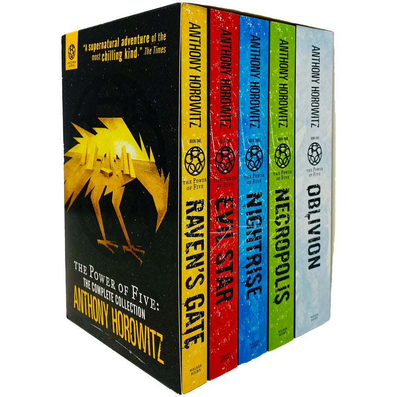 Five-book collection box set by Anthony Horowitz featuring his popular fiction stories, published by Walker Books.
