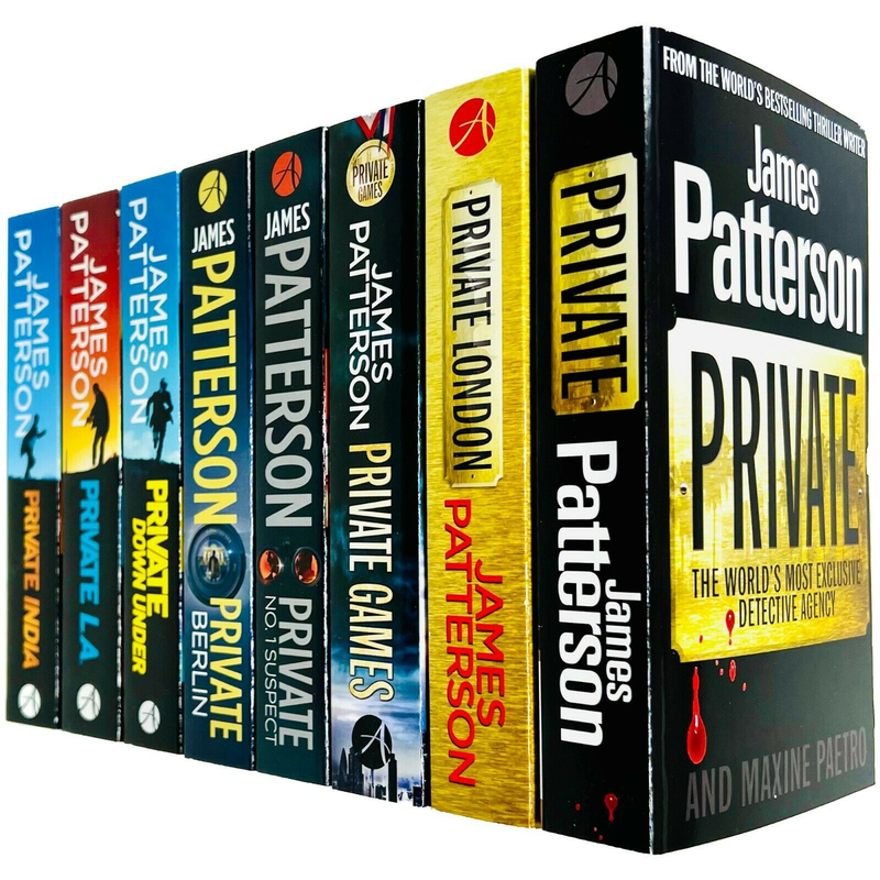 Arrow set of James Patterson Private Series books 1-8, including Private and Private London, with colorful book covers displayed.