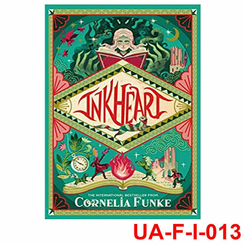 Cover image of "Inkheart" by Cornelia Funke, the first book in the fantasy adventure trilogy, published by Chicken House.