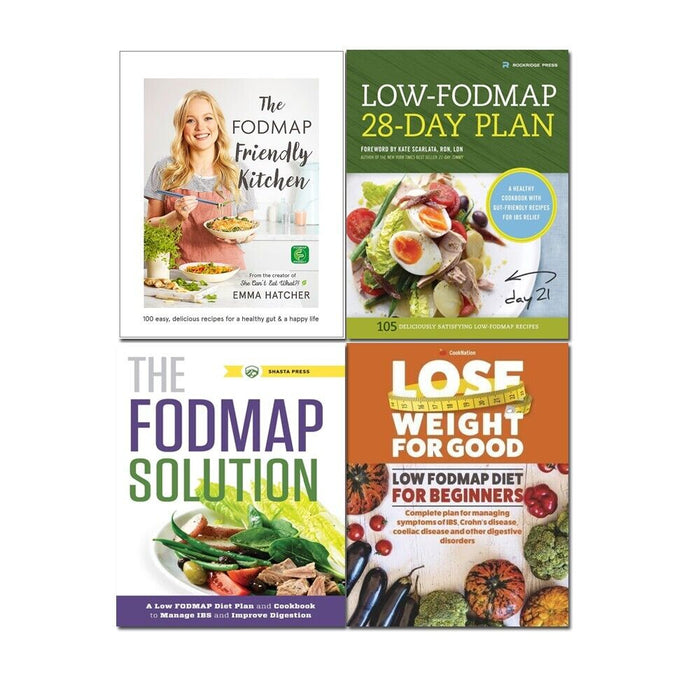 The FODMAP Friendly Kitchen Cookbook [Hardcover], The Low-Fodmap 28-Day Plan, The FODMAP Solution, Low Fodmap Diet for Beginners 4 Books Collection Set - The Book Bundle