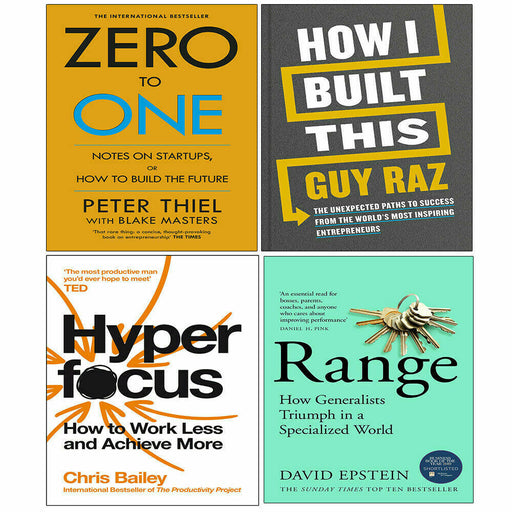 Zero to One, How I Built This Guy Raz,Range David Epstein,Hyperfocus 4 Books Set - The Book Bundle