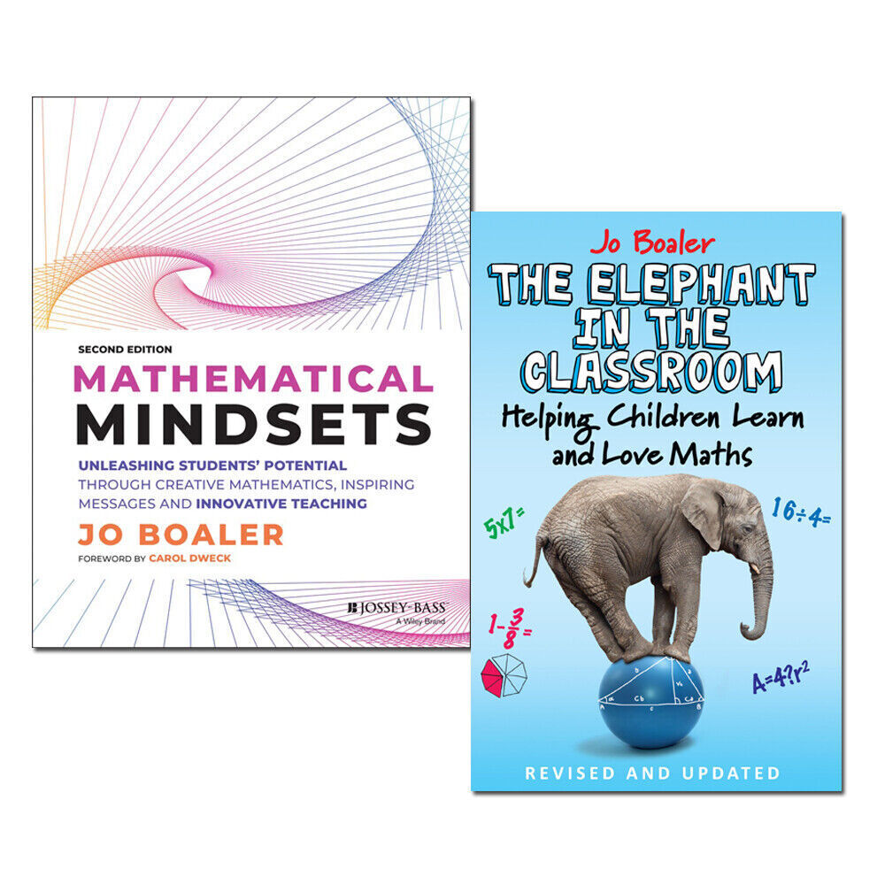 Mathish Jo Boaler Collection 2 Books Set (Mathematical Mindsets, Elephant in ...