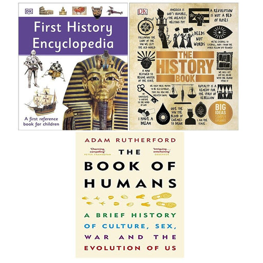 History Book DK, Book of Humans, First History Encyclopedia 3 Books Set - The Book Bundle