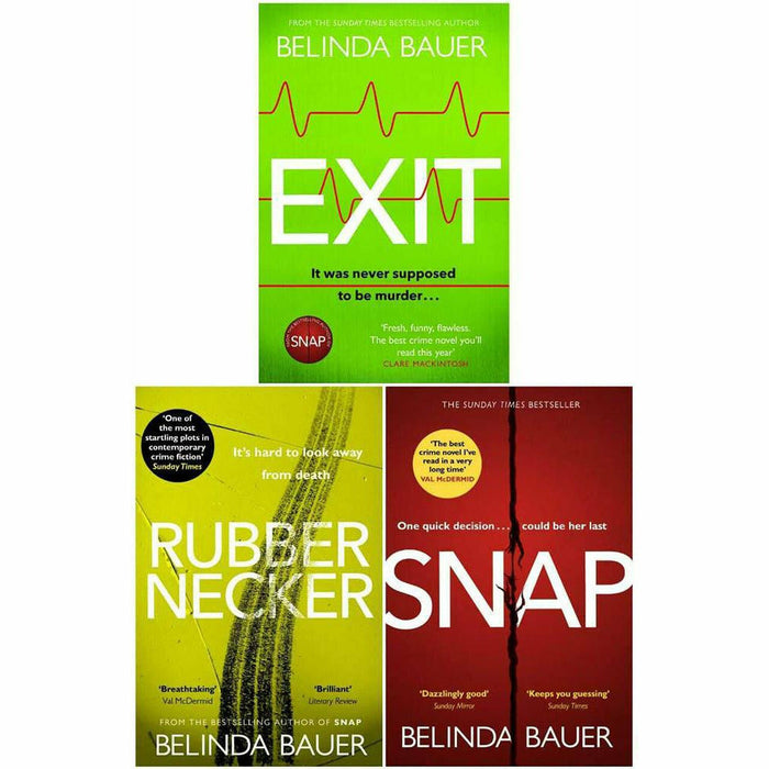 Belinda Bauer 3 Books Collection Set Exit,Rubbernecker,Snap Sunday Times - The Book Bundle