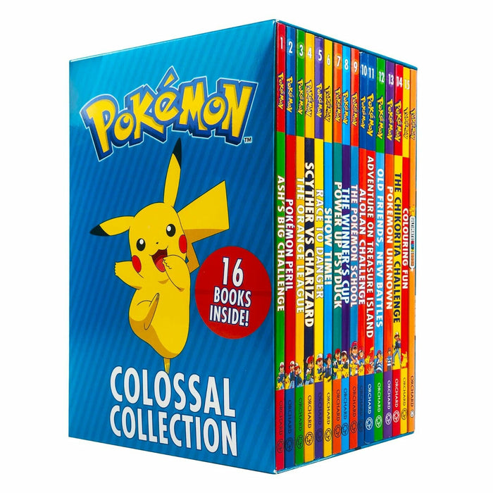 Pokémon Colossal Collection 16 Books Box Set (Ash's Big Challenge, Pokémon Peril) NEW - The Book Bundle
