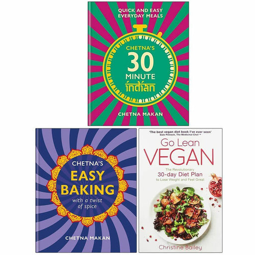 Chetna Makan Collection 3 Books Set Easy Baking, 30-minute Indian, Go Lean Vegan - The Book Bundle