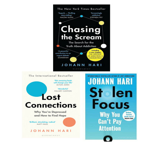 Johann Hari 3 Books Set Lost Connections,Chasing the Scream,Stolen Focus - The Book Bundle