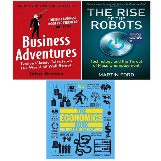 Economics Niall Kishtainy, Business Adventures, Rise of the Robots 3 Books Set - The Book Bundle