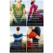 Set of four Julia Quinn Bridgerton prequel series books by Piatkus, featuring elegant cover art from the Rokesbys collection.