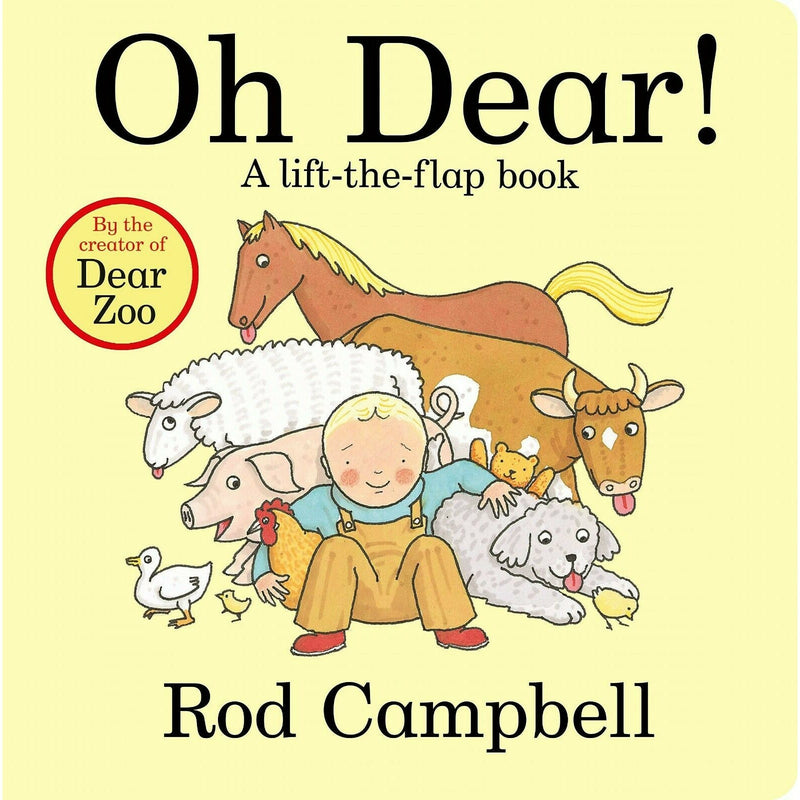 Set of four children’s books by Rod Campbell, including Look After Us, Oh Dear, Dear Zoo, and Noisy Farm, with colorful illustrated covers.
