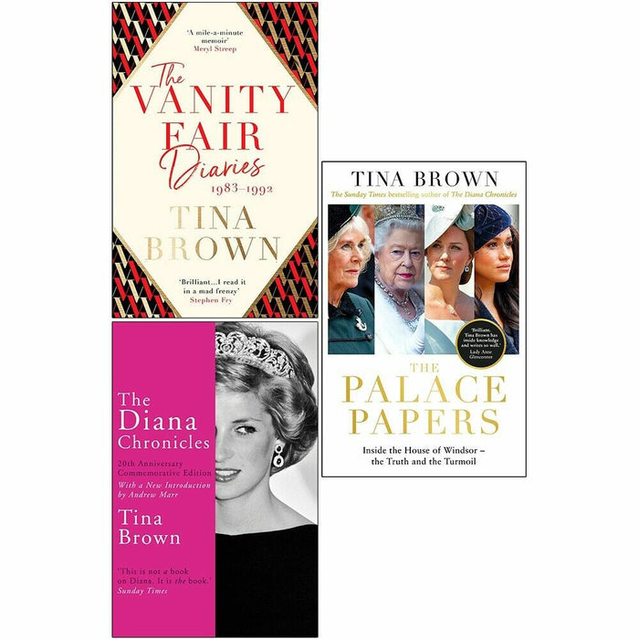 Tina Brown 3 Books Set Vanity Fair Diaries, Diana Chronicles, Palace Papers - The Book Bundle