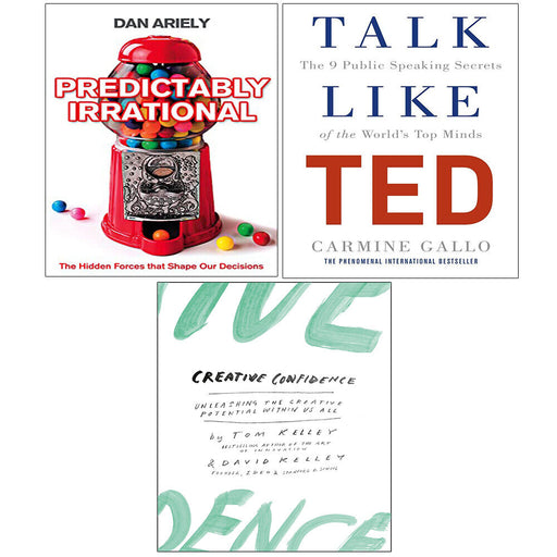 Talk Like TED, Predictably Irrational Dan Ariely,Creative Confidence 3 Books Set - The Book Bundle