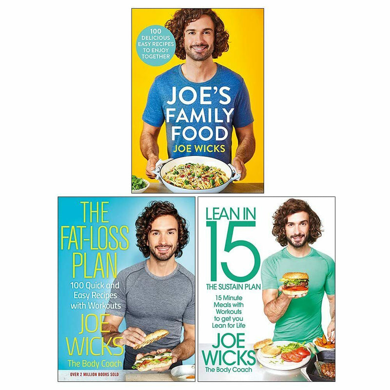 Joe Wicks Collection 3 Books Set (Joe's Family Food [Hardcover], The Fat-Loss Plan, Lean in 15 The Sustain Plan) - The Book Bundle