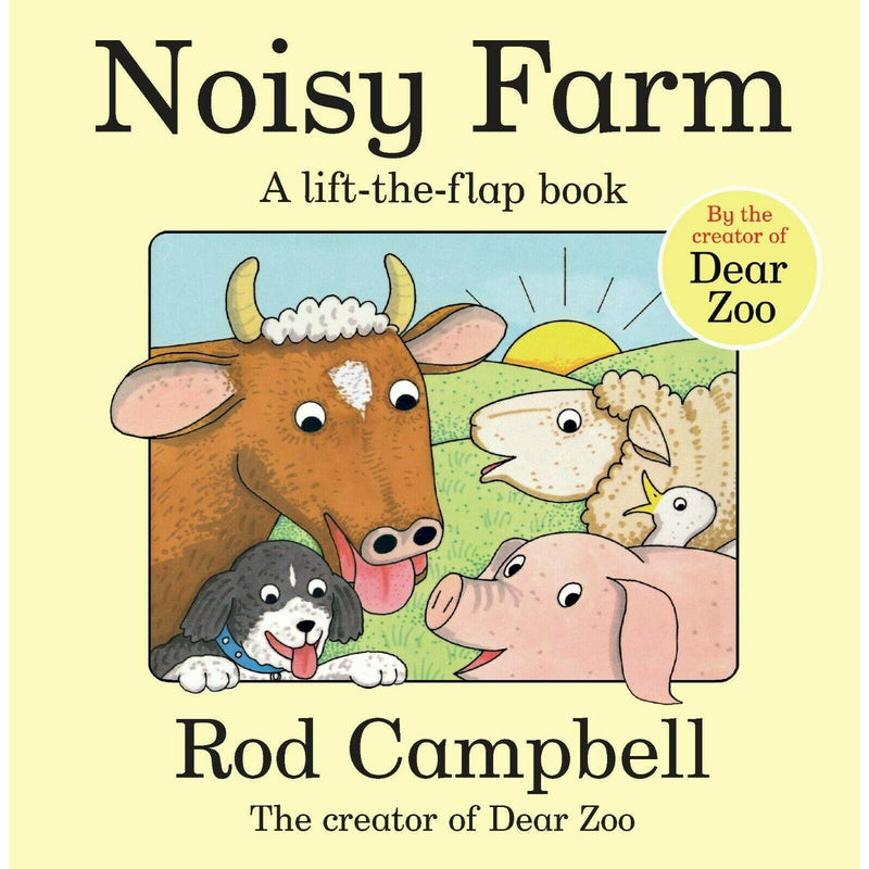 Rod Campbell 4-book children's collection set featuring Look After Us, Oh Dear, Dear Zoo, and Noisy Farm by Macmillan Children's Books.