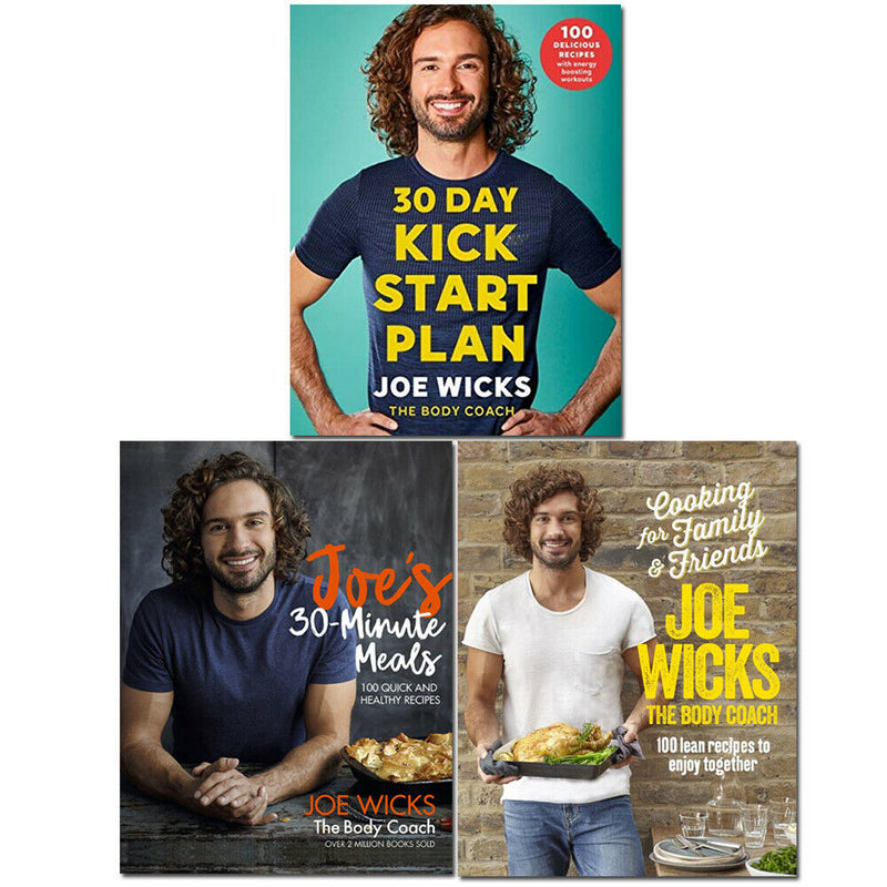 Joe Wicks 3 Books Set 30 Day Kick Start Plan, Cooking for Family and Friends NEW - The Book Bundle