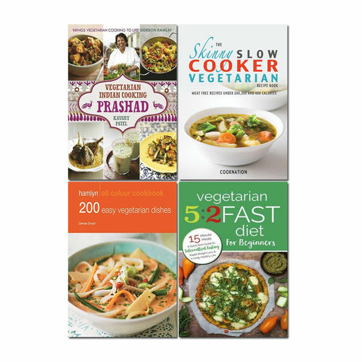 Vegetarian Indian Cooking, 200 Easy Vegetarian Dishes, The Skinny Slow Cooker, Vegetarian 5:2 Fast Diet 4 Books Set - The Book Bundle