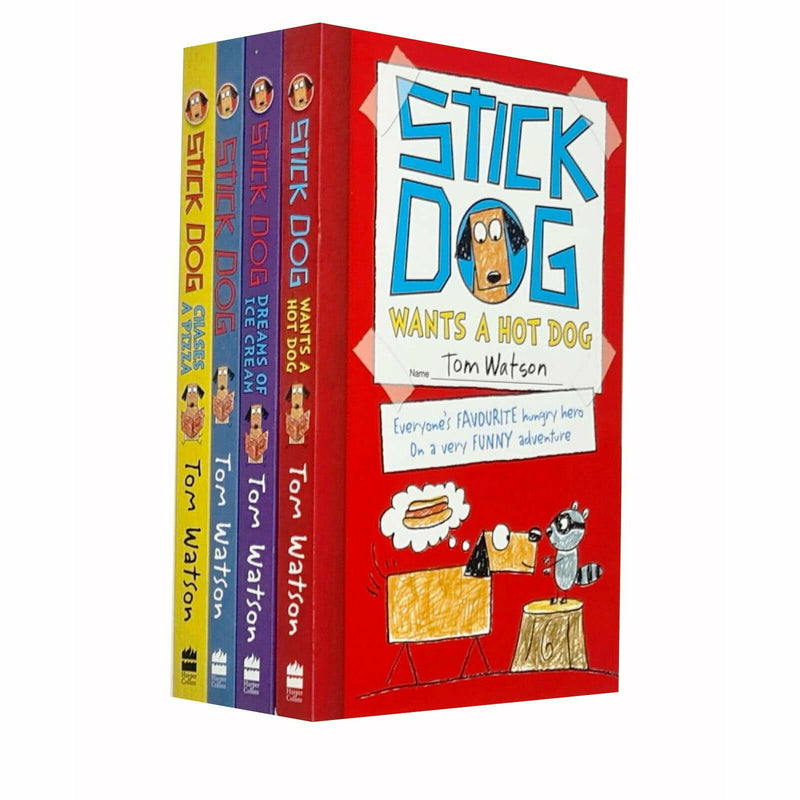 Stick Dog Series 4 Books Collection Set by Tom Watson Stick Dog Chases a Pizza - The Book Bundle