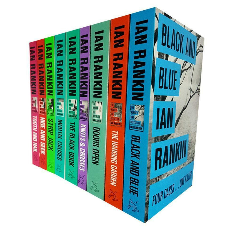 Set of nine Rebus novel series books by Ian Rankin in paperback, featuring dark covers and spine details from the Orion brand.