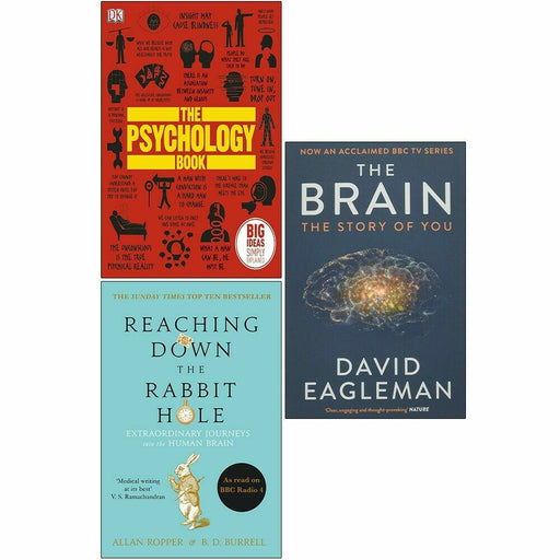 Psychology Book, Reaching Down The Rabbit Hole, The Brain 3 Books Collection Set - The Book Bundle