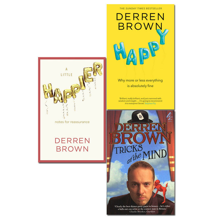 Derren Brown 3 Books Collection Set Happy, A Little Happier, Tricks Of The Mind - The Book Bundle