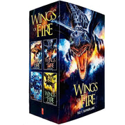 Collection of Wings of Fire Series Books 1-4 by Tui T Sutherland, Scholastic, featuring colorful dragon book covers.
