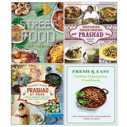 Vegetarian Indian Cooking,Fresh Easy Indian, Prashad At Home,Street Food 4 Books Set - The Book Bundle