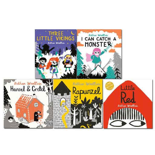 Bethan Woollvin 5 Books Collection Set (Three Little Vikings, I Can Catch a Monster, Hansel and Gretel , Rapunzel, Little Red) - The Book Bundle