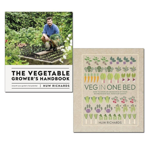 Huw Richards 2 Books Collection Set Vegetable Grower's Handbook, Veg in One Bed - The Book Bundle