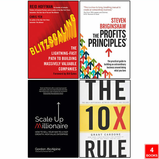 Blitzscaling, Profits Principles, Scale Up & The 10X Rule 4 Books Collection Set - The Book Bundle