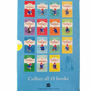 Complete set of 15 Paddington Bear books by Michael Bond, featuring colorful covers from the Harper Collins collection.