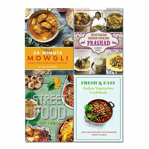 Indian Vegetarian Cookbook 4 Books Set 30 Minute Mowgli, Prashad, Fresh & Easy - The Book Bundle