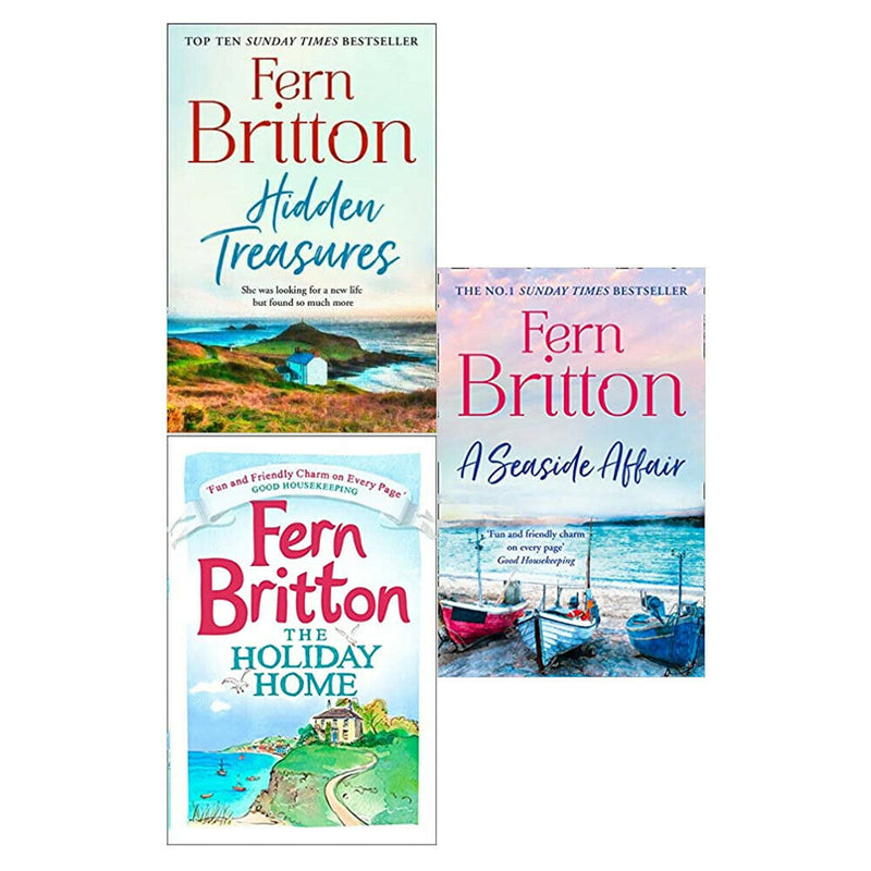 Seaside-themed fiction paperback book set "Holiday Home, Seaside, Hidden" by Fern Britton, published by Harper Collins.
