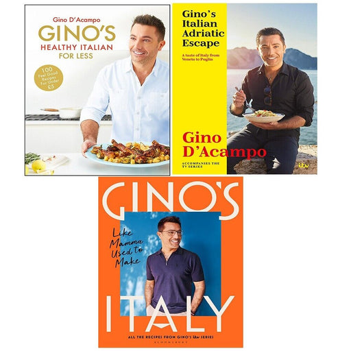 Gino D'Acampo Collection 3 Books Set Gino's Italy Healthy Less,Adriatic Escape - The Book Bundle