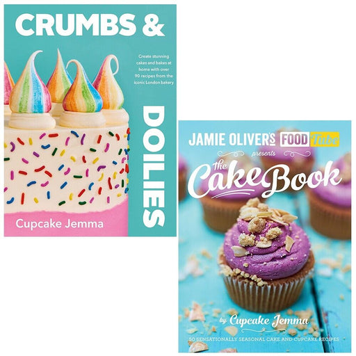 Cupcake Jemma Collection 2 Books Set Jamie's Food Tube Cake Book, Crumbs Doilies - The Book Bundle