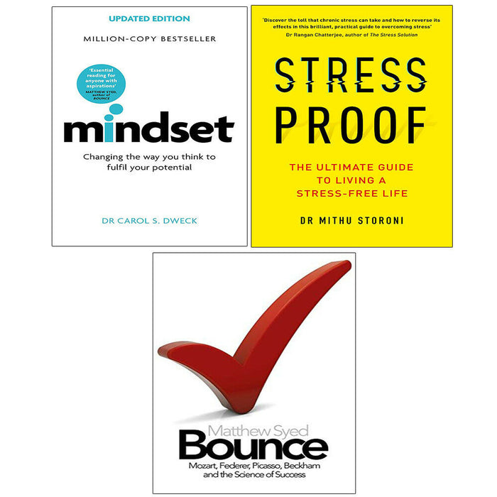 Stress-Proof Mithu Storoni, Mindset, Bounce Matthew Syed 3 Books Collection Set - The Book Bundle