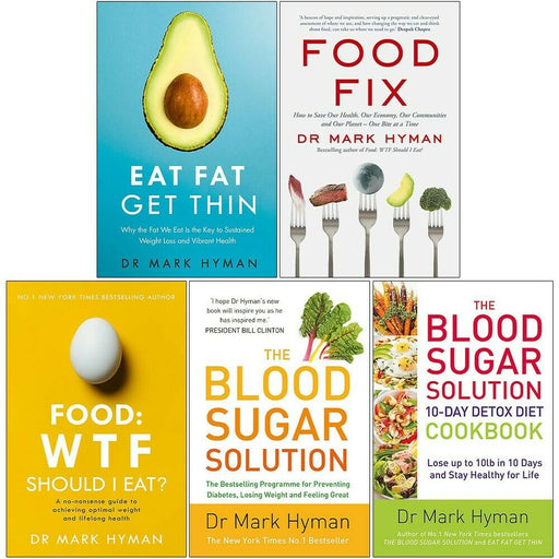 Mark Hyman 5 Books Collection Set(Food ,Food,Eat Fat Get,The Blood Sugar ) - The Book Bundle