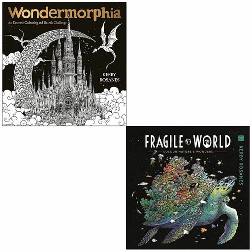 Kerby Rosanes Colouring Book Collection 2 Books Set (Wondermorphia, Fragile World) - The Book Bundle