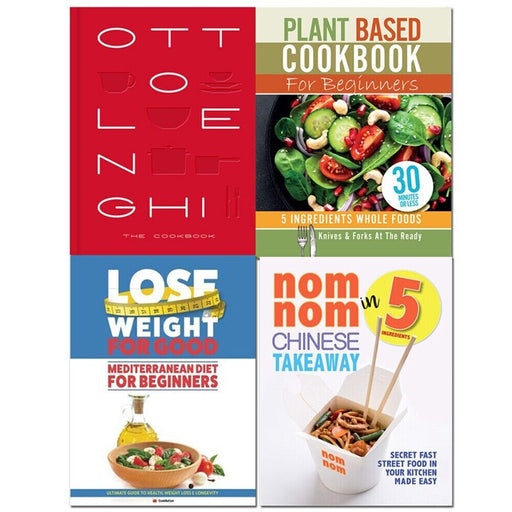 Ottolenghi,Plant Based Cookbook,Nom Nom Chinese, Mediterranean Diet 4 Books Set - The Book Bundle