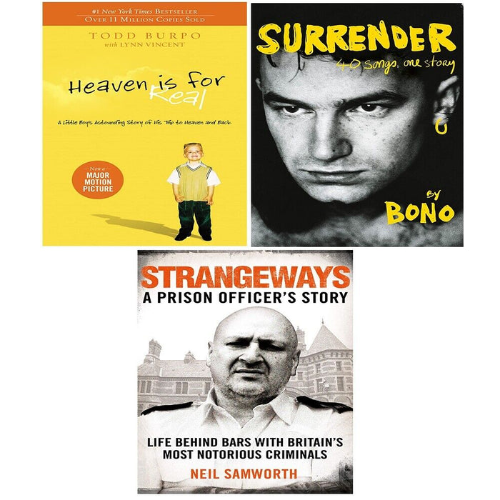 Surrender Bono, Strangeways, Heaven Is for Real Todd Burpo 3 Books Set - The Book Bundle