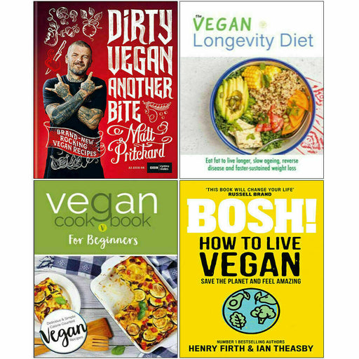 Vegan recipe 4 Books Collection Set Dirty Vegan, New Vegan, Go Lean Vegan, BOSH! - The Book Bundle